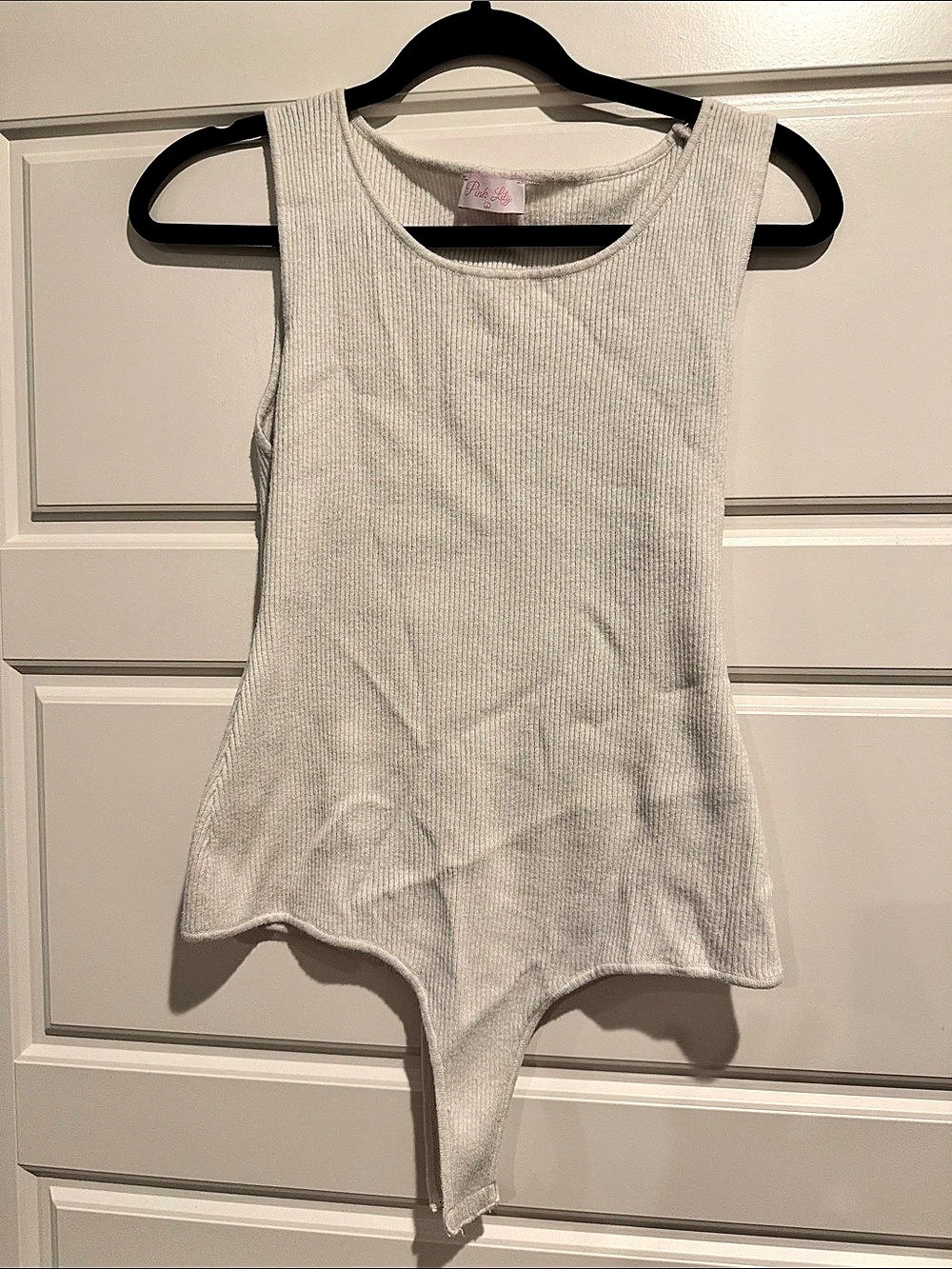 Pink Lily White Ribbed Bodysuit Never Worn